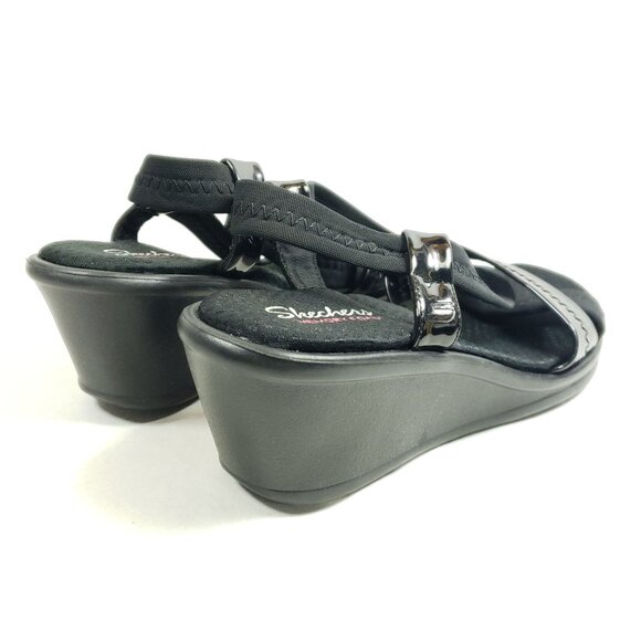Skechers Women's Size 11 Black Wedge Heel Slingback Sandals - Picture 4 of 8